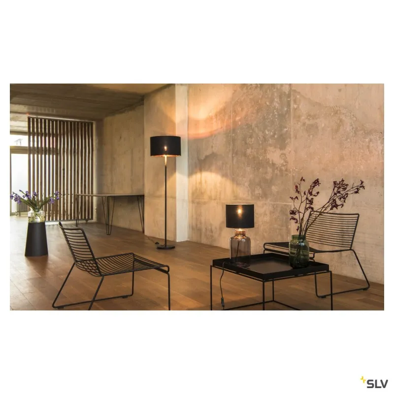 FENDA, lampadaire intérieur, noir, E27, 60W max, sans abat-jour
