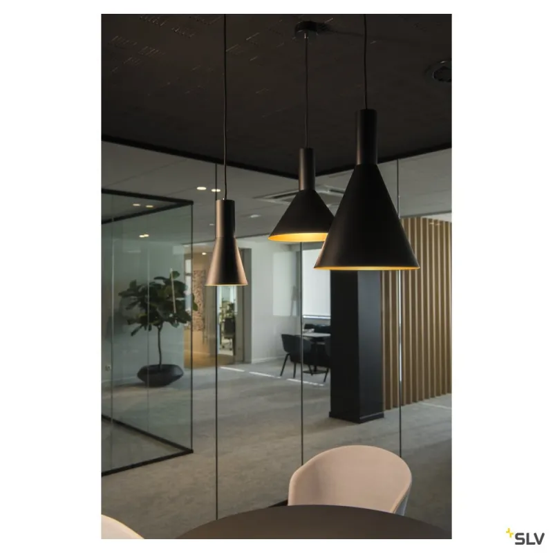 PHELIA 30, suspension intérieure, Ø 28 cm, noir/doré, E27, 23W max