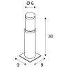 TRUST 30, borne extérieure, inox, LED, 8,6W, 3000K, IP55, inox 316