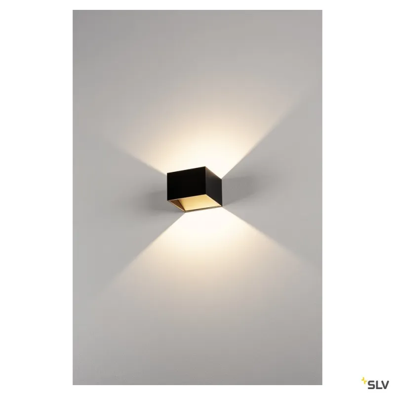 LOGS IN, applique intérieure, carré, noir/laiton, LED, 6,9W, 3000K