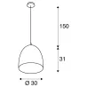 PARA CONE 30, suspension intérieure, Ø 30 cm, noir/or, E27, 60W max