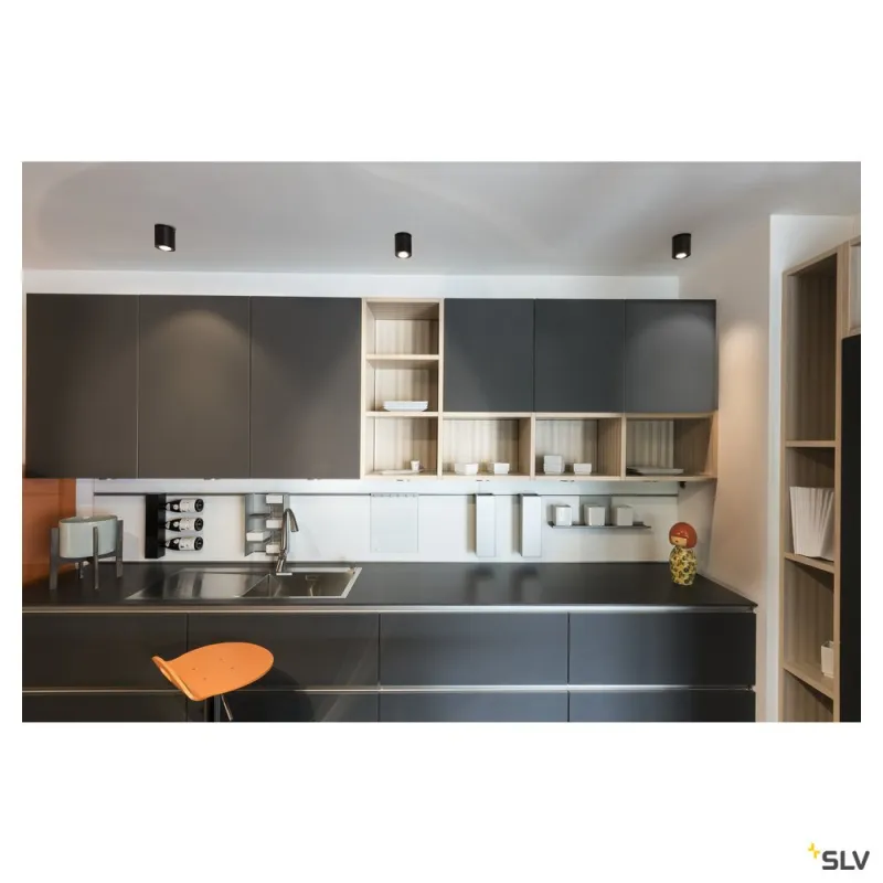 TRILEDO, plafonnier intérieur, simple, rond, noir, LED, 8,1W, 3000K