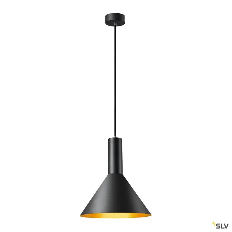 PHELIA 25, suspension intérieure, Ø 27,5 cm, noir/doré, E27, 23W max