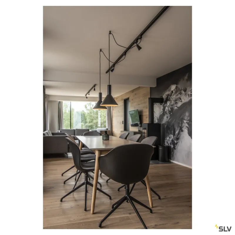PHELIA 25, suspension intérieure, Ø 27,5 cm, noir/doré, E27, 23W max