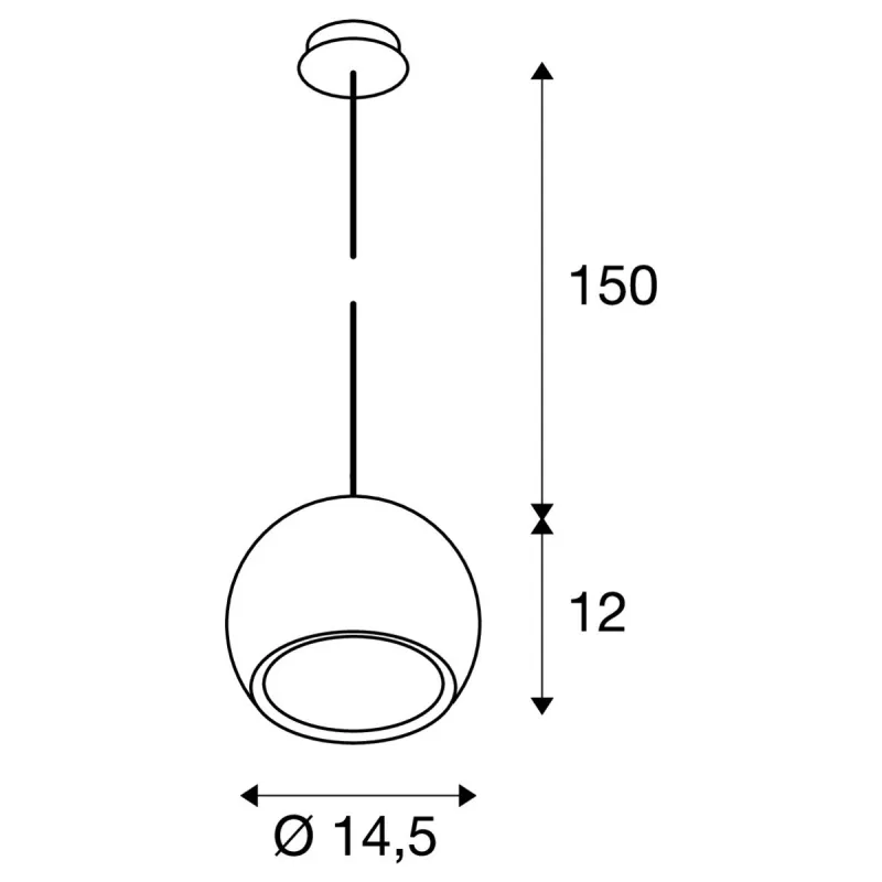 LIGHT EYE® 150, suspension intérieure, chrome, GU10/QPAR111, 75W max