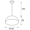 FORCHINI M 40, suspension intérieure, Ø 40 cm, noir/or, E27, 40W max