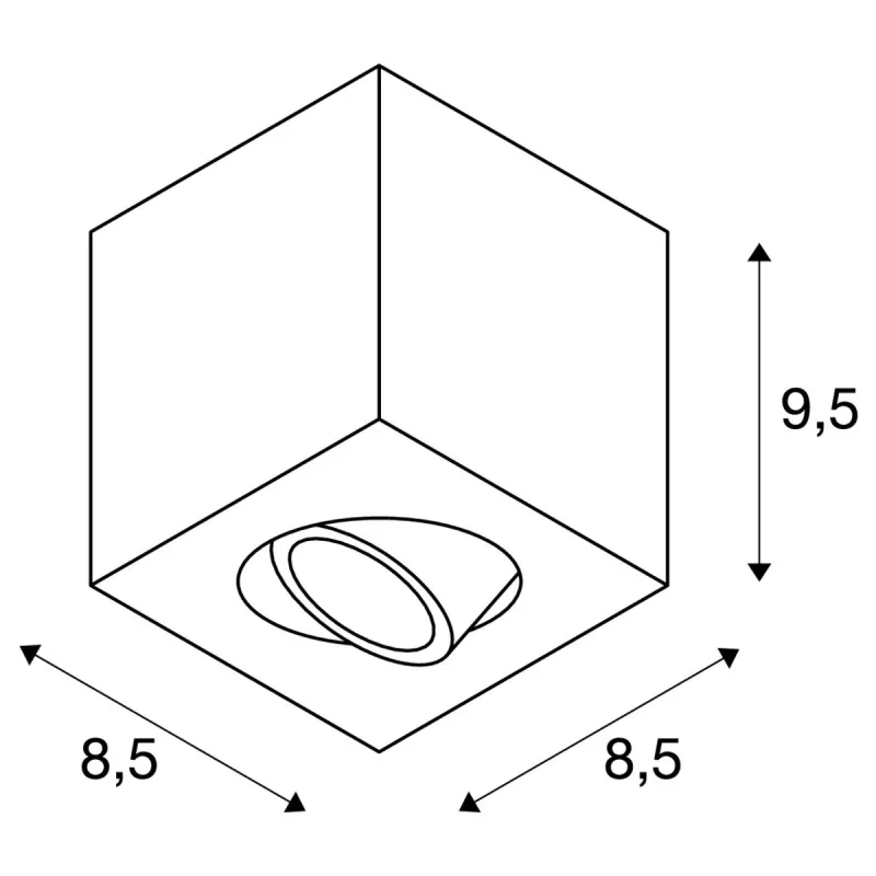 TRILEDO, plafonnier intérieur, simple, carré, noir, LED, 8,1W, 3000K