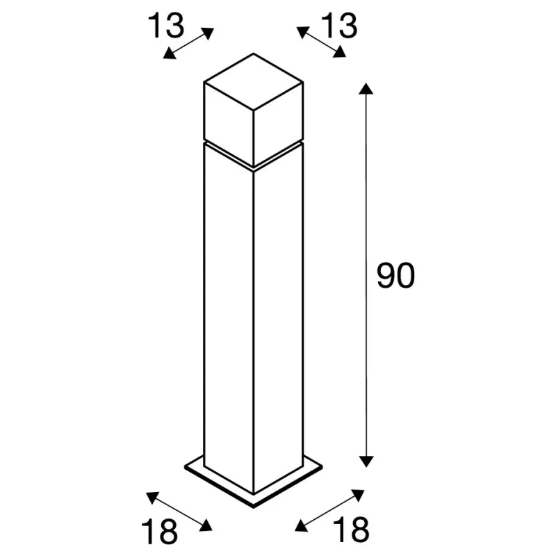 SQUARE POLE 90, borne extérieure, inox, E27, 20W max, IP44, inox 304