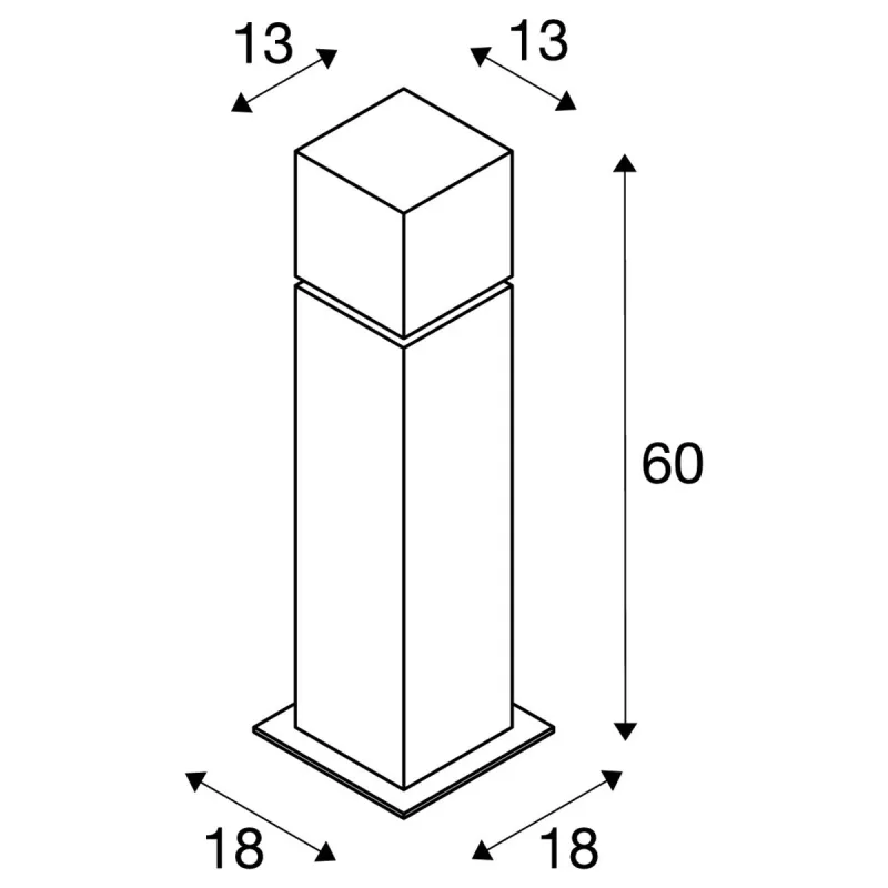 SQUARE POLE 60, borne extérieure, inox, E27, 20W max, IP44, inox 304