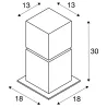 SQUARE POLE 30, borne extérieure, inox, E27, 20W max, IP44, inox 304