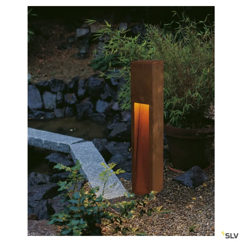 RUSTY® SLOT 80, borne extérieure, fonte rouillée, E27, 11W max, IP44