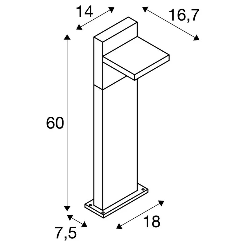 ABRIDOR 60, borne extérieure, anthracite, LED, 14W, 3000K/4000K, IP55