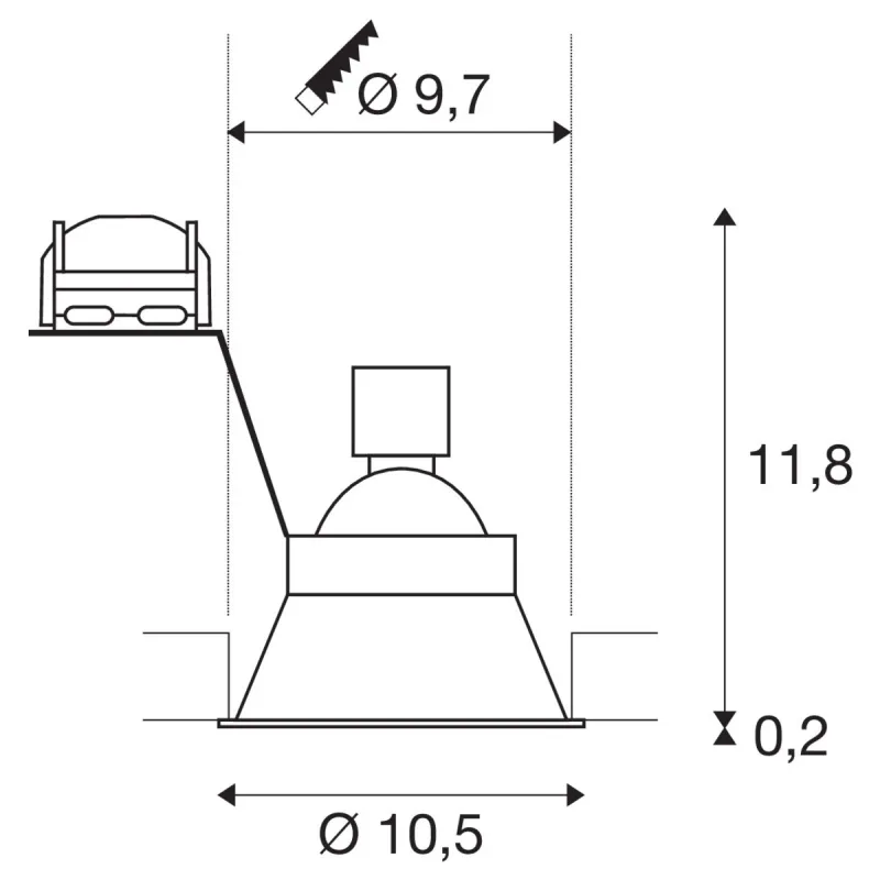 HORN-T, encastré de plafond intérieur, blanc mat, GU10/QPAR51, 50W max