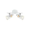 applique éclairage mural ou de plafond spot double patere orientable blanc et bois-culot gu10