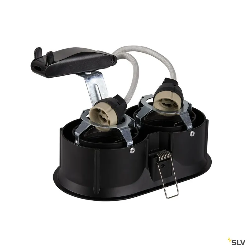 HORN, encastré de plafond intérieur, double, noir, GU10/QPAR51, 25W max