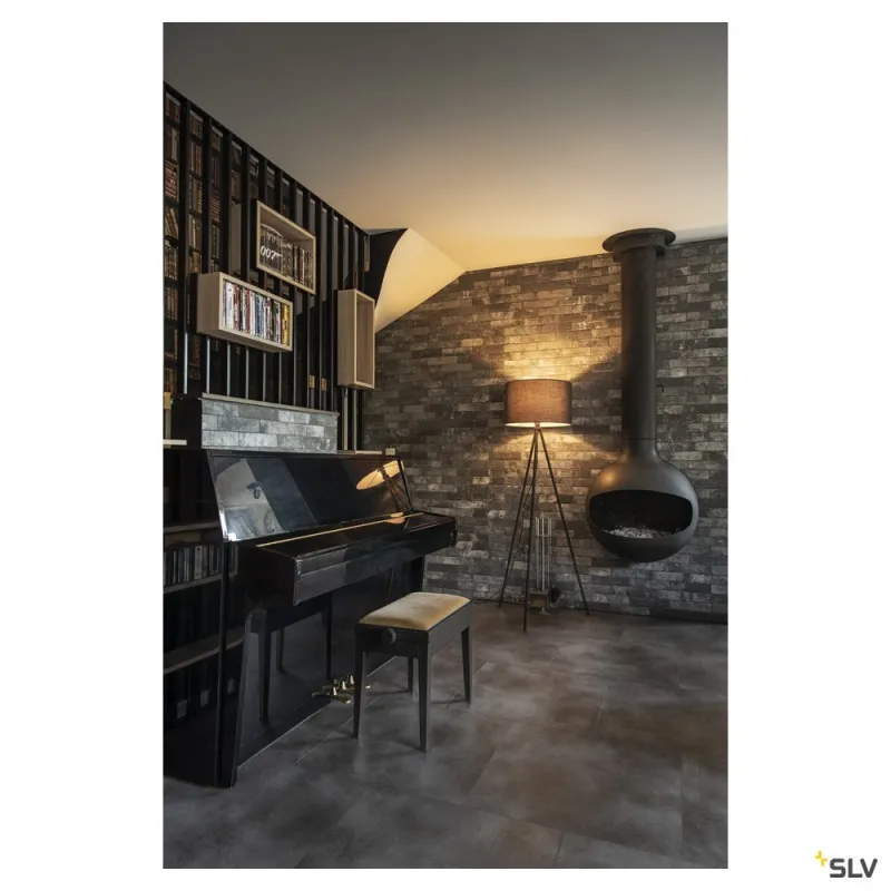 FENDA, lampadaire intérieur, trépied, noir, E27, 40W max, sans abat-jour
