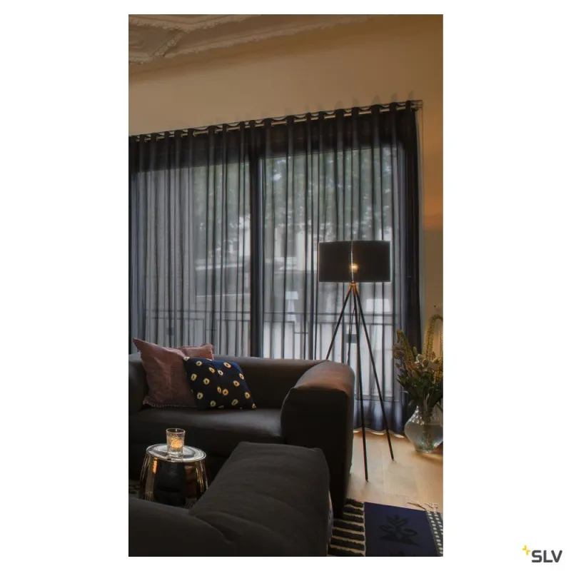 FENDA, lampadaire intérieur, trépied, noir, E27, 40W max, sans abat-jour