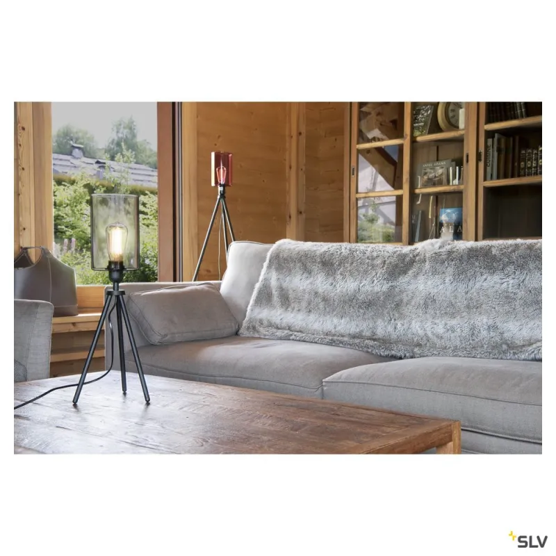 FENDA, lampadaire intérieur, trépied, noir, E27, 40W max, sans abat-jour
