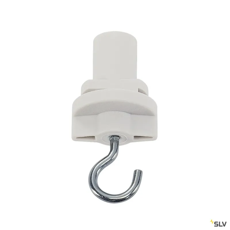 S-TRACK, adaptateur avec crochet, pour rail 3 allumages, intérieur, blanc