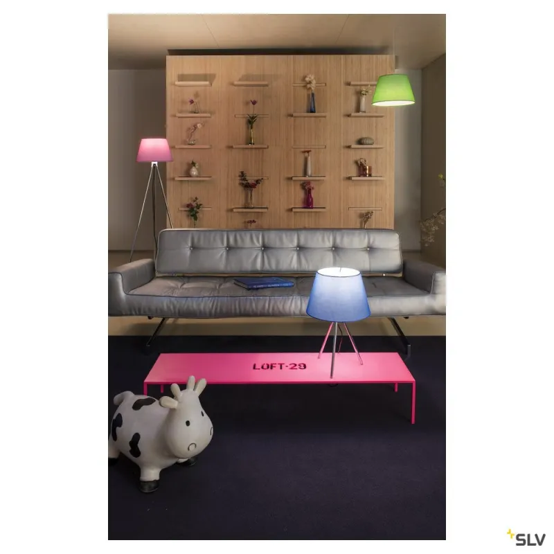 FENDA, lampadaire intérieur, trépied, chrome, E27, 40W max, sans abat-jour