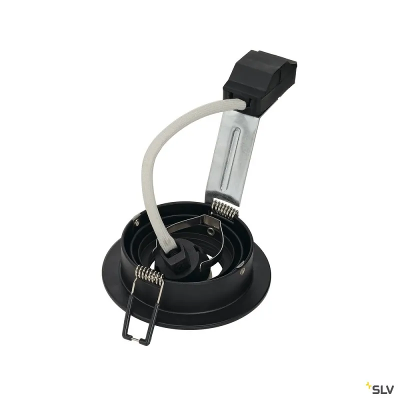 PIREQ, encastré de plafond intérieur, rond, noir mat, GU10/QPAR51, 50W max