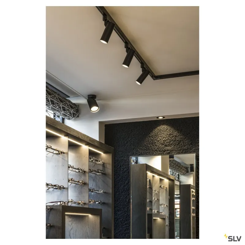 HELIA 50 TRACK, spot pour rail 3 allumages intérieur, noir, LED, 11W, 3000K