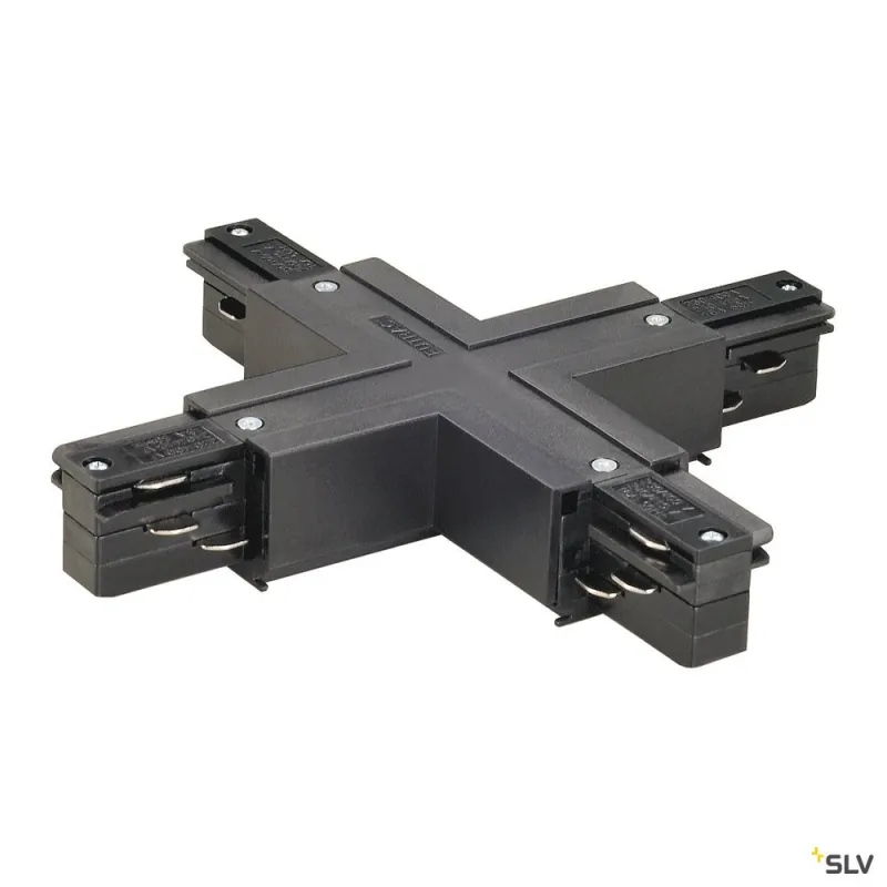 EUTRAC®, connecteur en X, intérieur, pour rail 3 allumages en saillie, noir