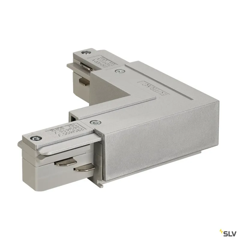 EUTRAC®, connecteur en L, intérieur, pour rail 3 allumages en saillie, gris