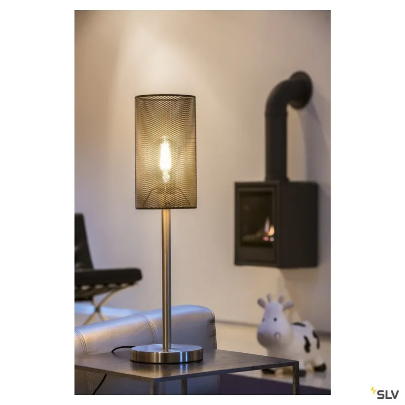 FENDA, lampe à poser intérieure, métal brossé, E27, 60W max, sans abat-jour