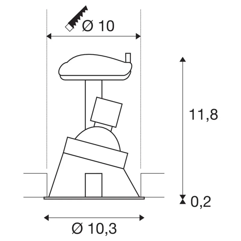 HORN-A, encastré de plafond intérieur, noir mat, GU10/QPAR51, 50W max, IP21