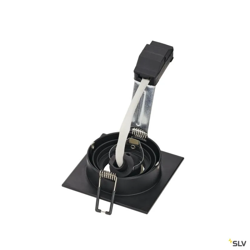 PIREQ, encastré de plafond intérieur, carré, noir mat, GU10/QPAR51, 50W max
