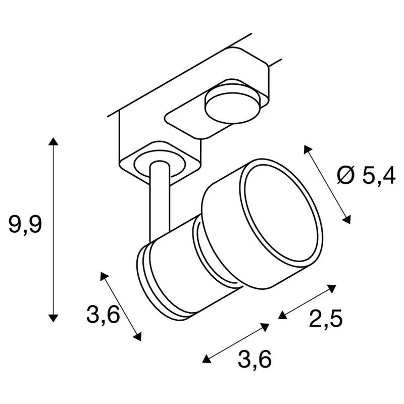 PURI TRACK, spot pour rail 3 allumages intérieur, gris, GU10/QPAR51, 50W max
