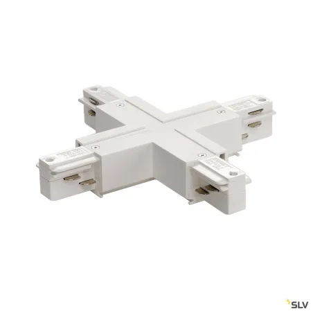 EUTRAC®, connecteur en X, intérieur, pour rail 3 allumages en saillie, blanc