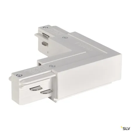 EUTRAC®, connecteur en L, intérieur, pour rail 3 allumages en saillie, blanc