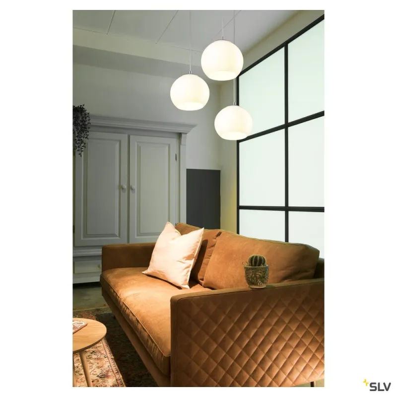 SUN, suspension intérieure, blanc/chrome, E27, 60W max, câble nu sans patère