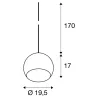 SUN, suspension intérieure, blanc/chrome, E27, 60W max, câble nu sans patère