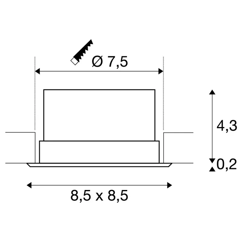 VERLUX, encastré de plafond intérieur, carré, 8,5 cm, blanc mat, LED, 12W, 3000K, variable