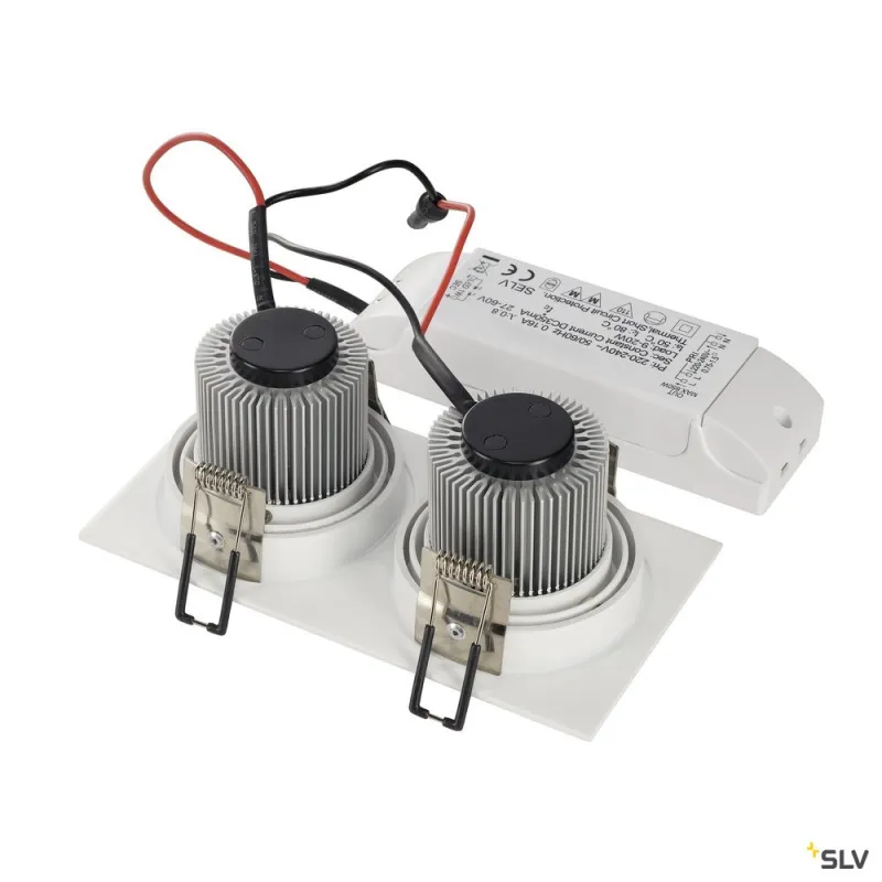 NEW TRIA 155, encastré de plafond intérieur, double, blanc, LED, 14W, 3000K, clips ressorts