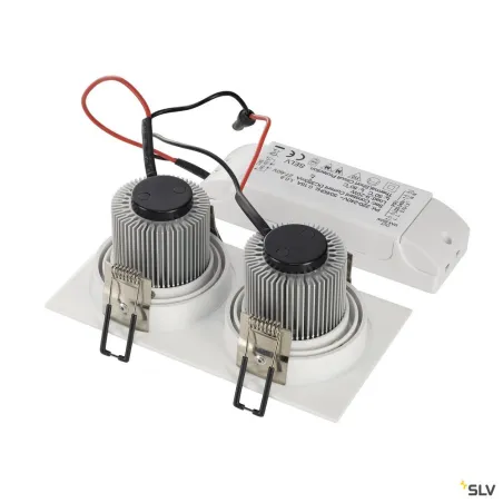 NEW TRIA 155, encastré de plafond intérieur, double, blanc, LED, 14W, 3000K, clips ressorts