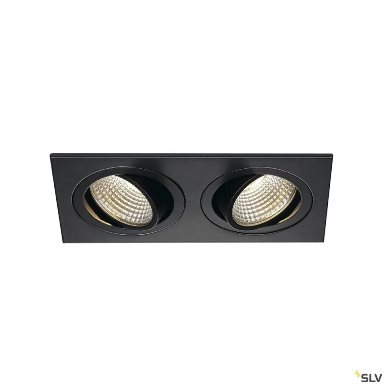 NEW TRIA 155, encastré de plafond intérieur, double, noir mat, LED, 14W, 3000K, clips ressorts