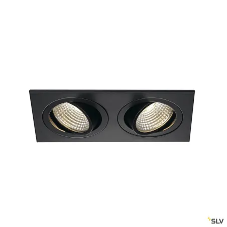 NEW TRIA 155, encastré de plafond intérieur, double, noir mat, LED, 14W, 3000K, clips ressorts