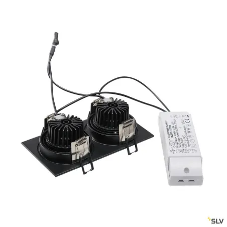 NEW TRIA 155, encastré de plafond intérieur, double, noir mat, LED, 14W, 2700K, clips ressorts