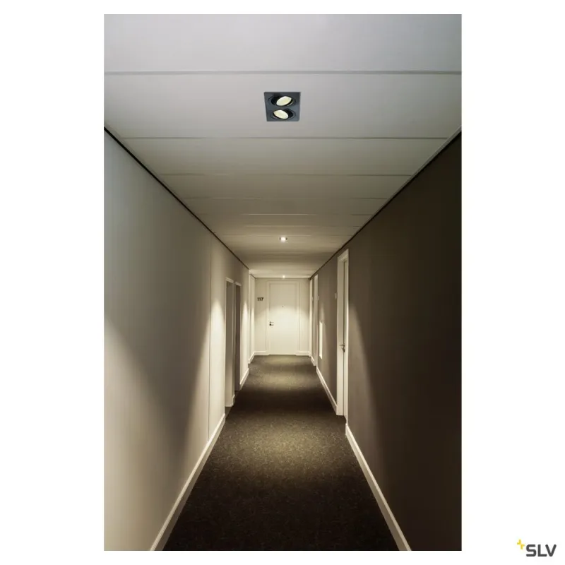 NEW TRIA 155, encastré de plafond intérieur, double, noir mat, LED, 14W, 2700K, clips ressorts