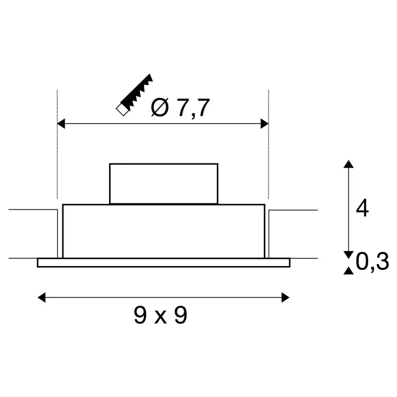 NEW TRIA 77, encastré de plafond intérieur, simple, carré, blanc, LED, 8W, 2700K, clips ressorts