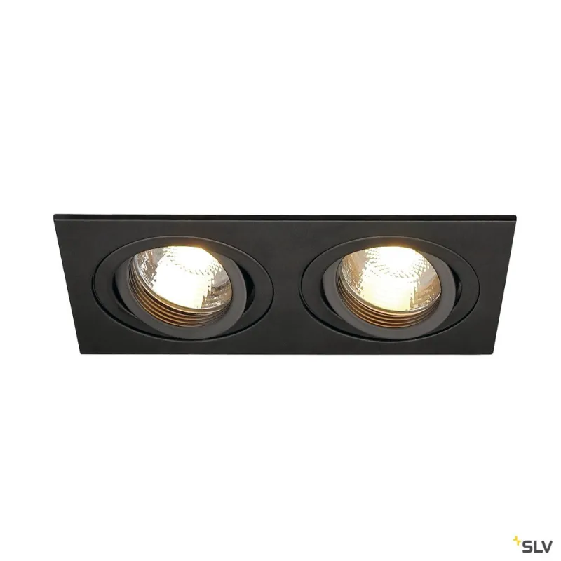 NEW TRIA 155, encastré de plafond intérieur, double, noir, GU10/QPAR51, 2x 50W max, clips ressorts