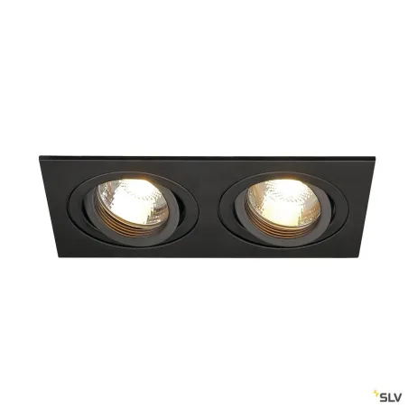 NEW TRIA 155, encastré de plafond intérieur, double, noir, GU10/QPAR51, 2x 50W max, clips ressorts