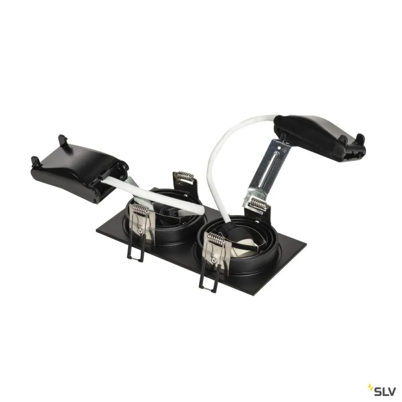 NEW TRIA 155, encastré de plafond intérieur, double, noir, GU10/QPAR51, 2x 50W max, clips ressorts