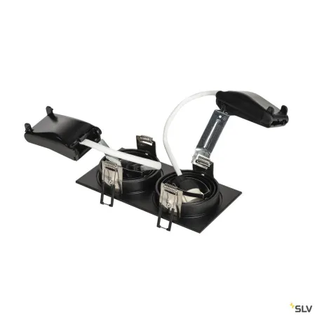 NEW TRIA 155, encastré de plafond intérieur, double, noir, GU10/QPAR51, 2x 50W max, clips ressorts