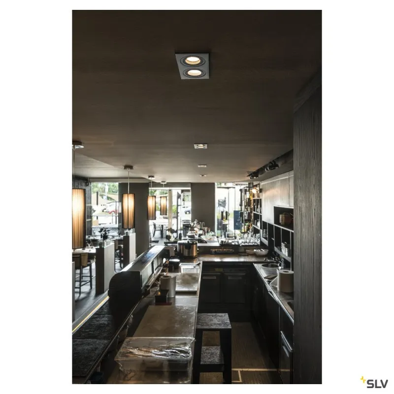 NEW TRIA 155, encastré de plafond intérieur, double, noir, GU10/QPAR51, 2x 50W max, clips ressorts
