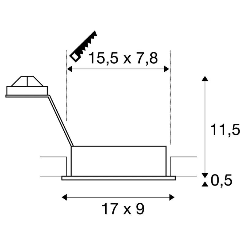 NEW TRIA 155, encastré de plafond intérieur, double, noir, GU10/QPAR51, 2x 50W max, clips ressorts